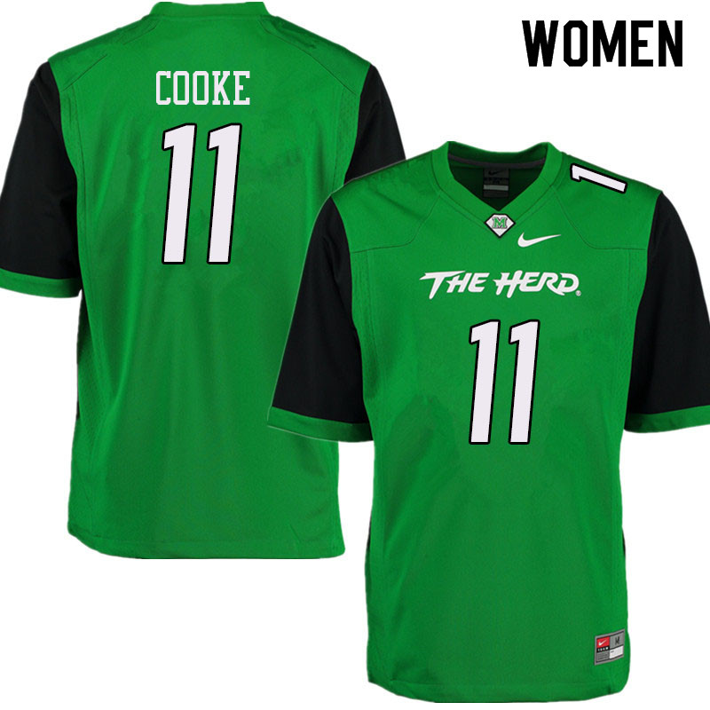 Women #11 Taymon Cooke Marshall Thundering Herd College Football Jerseys Sale-Green - Click Image to Close